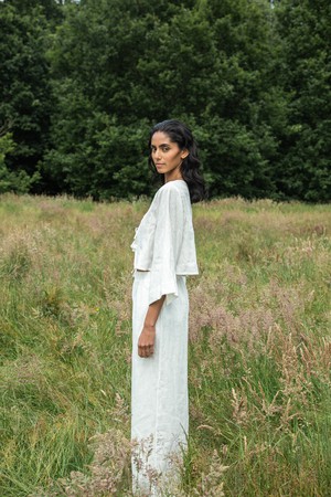 Kaz-May Linen Top in Snow White from Beaumont Organic