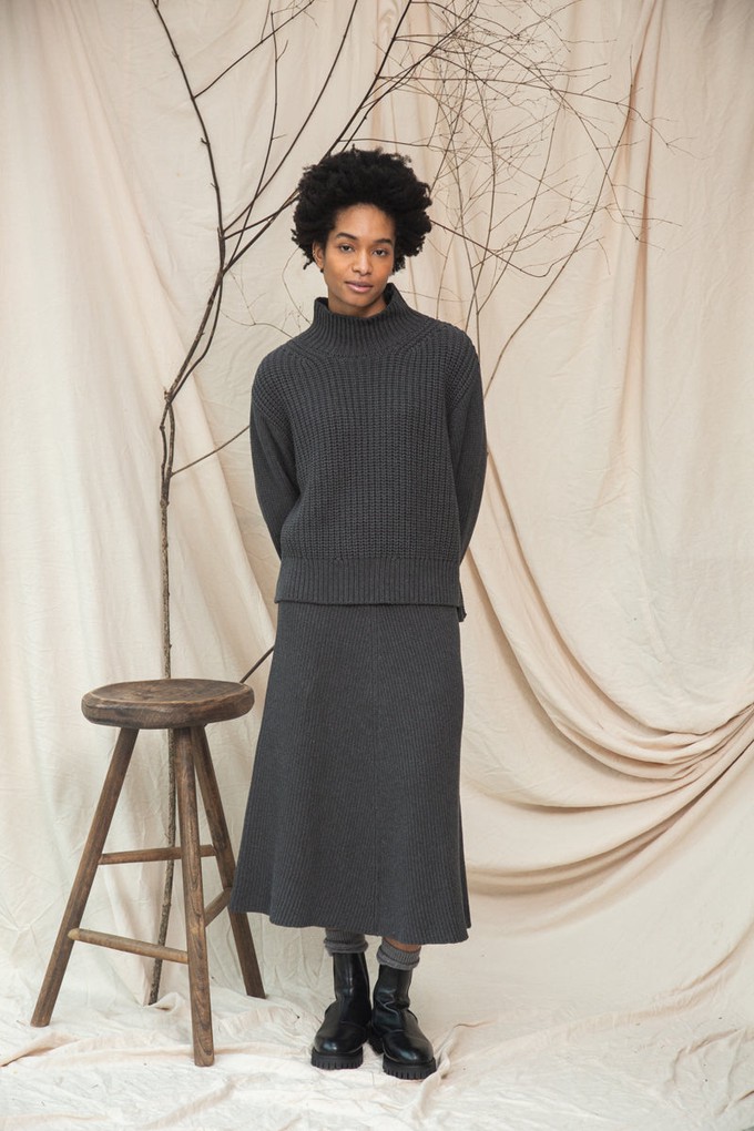Mio Organic Cotton Knitted Skirt in Grey Marl from Beaumont Organic