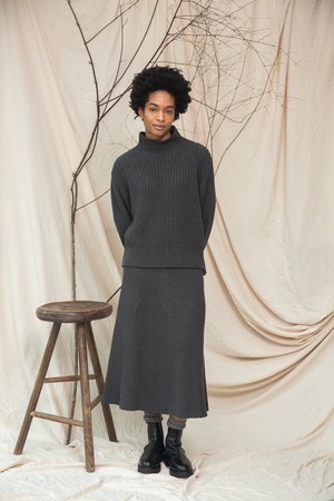 Mio Organic Cotton Knitted Skirt in Grey Marl from Beaumont Organic
