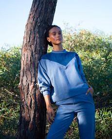 Alba Organic Cotton Sweatshirt In Denim Marl & Indigo via Beaumont Organic