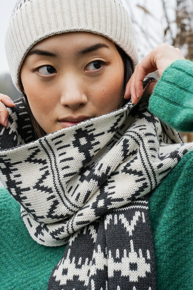 Janie-Sue Organic Cotton Knitted Scarf in Ecru Marl from Beaumont Organic