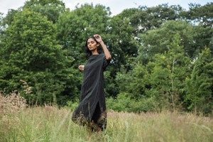 Monique Linen Dress in Black from Beaumont Organic