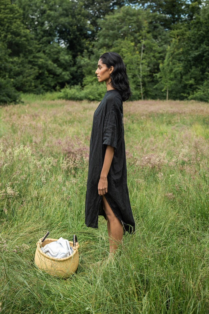 Monique Linen Dress in Black from Beaumont Organic