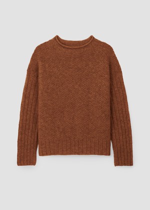 Shika Lambswool Knitted Jumper in Rust Marl from Beaumont Organic
