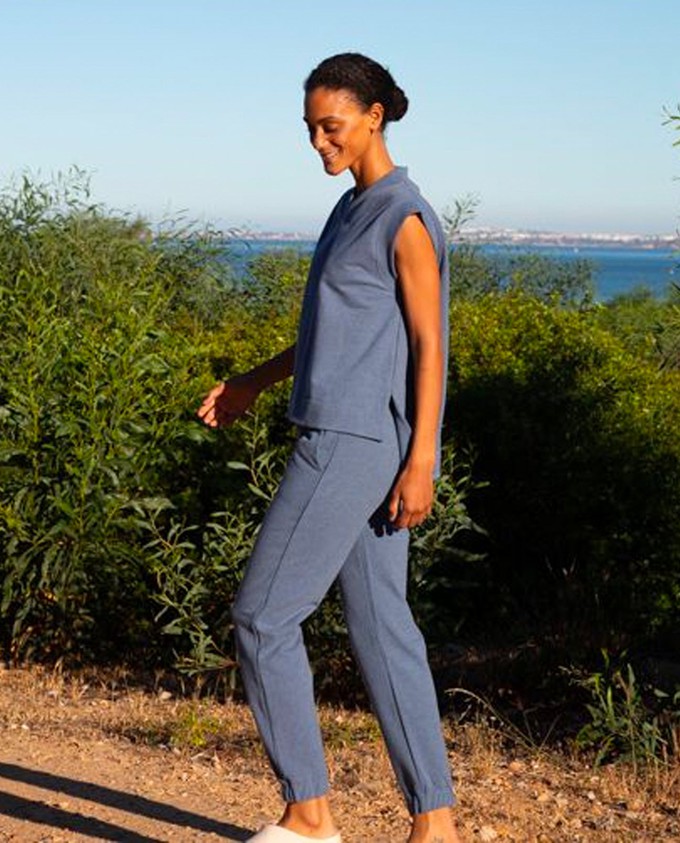 Myla Organic Cotton Trousers In Denim Marl from Beaumont Organic