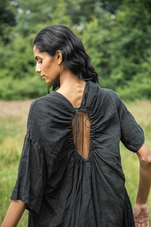 Monique Linen Dress in Black from Beaumont Organic