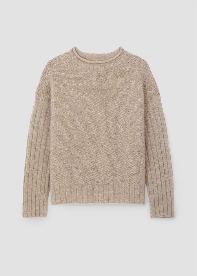 Shika Lambswool Knitted Jumper in Cream Marl from Beaumont Organic
