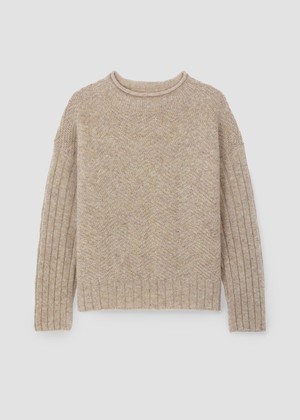 Shika Lambswool Knitted Jumper in Cream Marl from Beaumont Organic