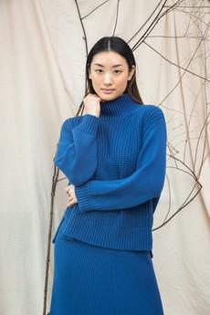 Tora Organic Cotton Knitted Jumper in Ink Blue via Beaumont Organic
