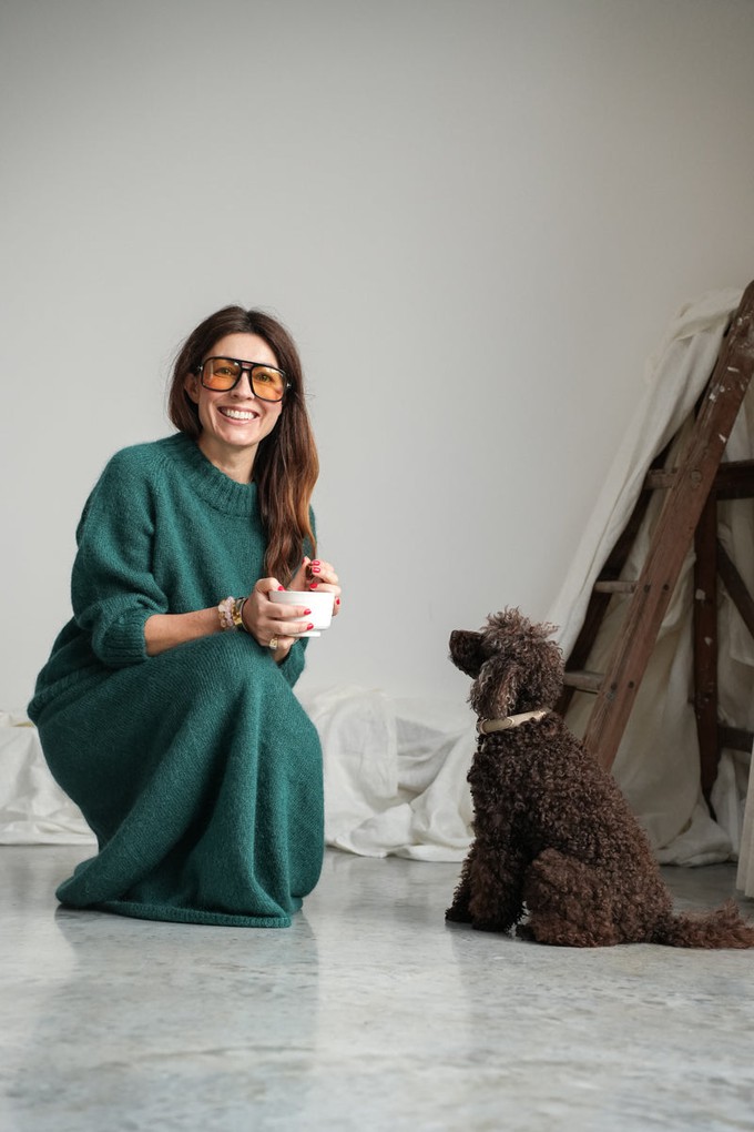 Solstice Mohair Knitted Jumper in Pine by HANNAH BEAUMONT from Beaumont Organic