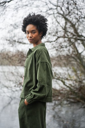 Tierra Organic Cotton Corduroy Overshirt in Khaki from Beaumont Organic