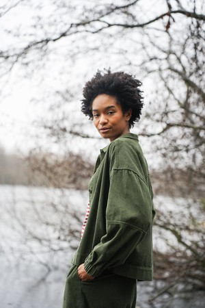 Tierra Organic Cotton Corduroy Overshirt in Khaki from Beaumont Organic