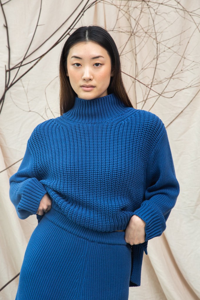 Tora Organic Cotton Knitted Jumper in Ink Blue from Beaumont Organic