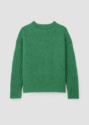 Shika Lambswool Knitted Jumper in Emerald from Beaumont Organic