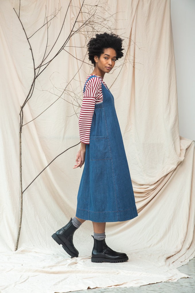 Nandina-Leigh Organic Cotton Denim Dress in Mid Blue from Beaumont Organic