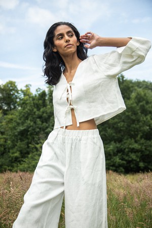 Kaz-May Linen Top in Snow White from Beaumont Organic