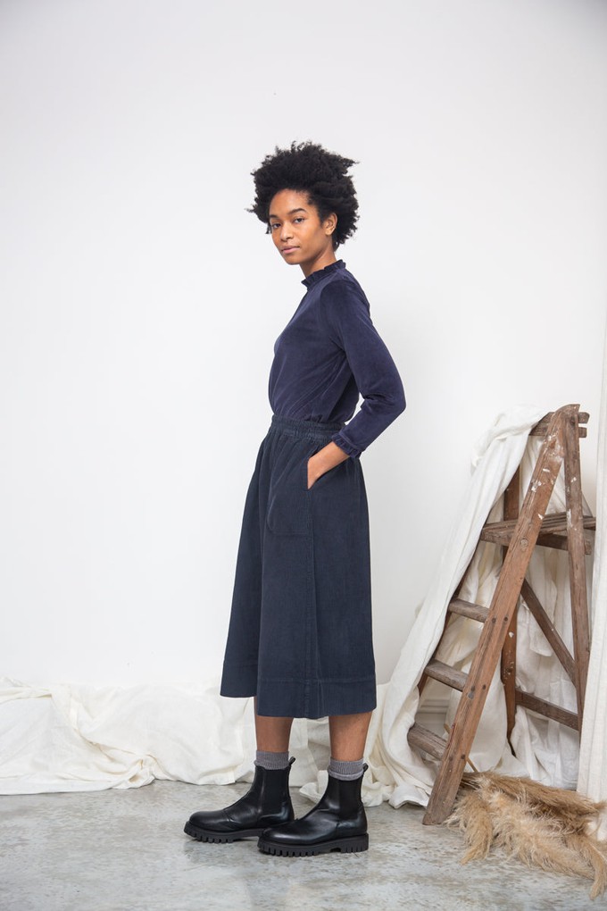 Pearl-Jane Organic Cotton Velour Top in Night Sky Navy from Beaumont Organic