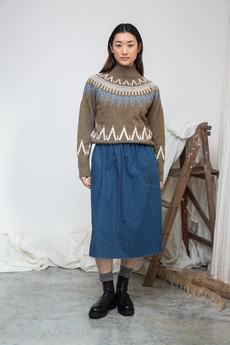Hawthorne Recycled Wool Knitted Jumper in Taupe Marl via Beaumont Organic