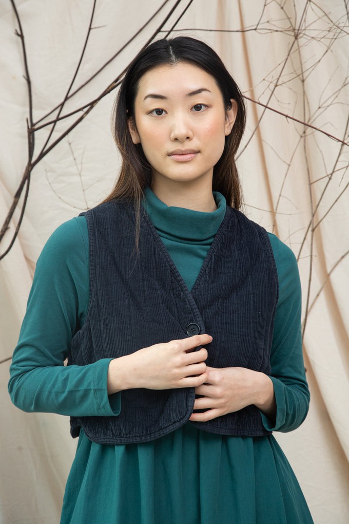 Lark Organic Cotton Corduroy Gilet in Night Sky Navy from Beaumont Organic