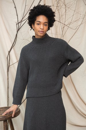 Tora Organic Cotton Knitted Jumper in Grey Marl from Beaumont Organic