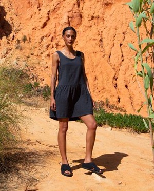 Renn Organic Cotton Dress In Charcoal from Beaumont Organic