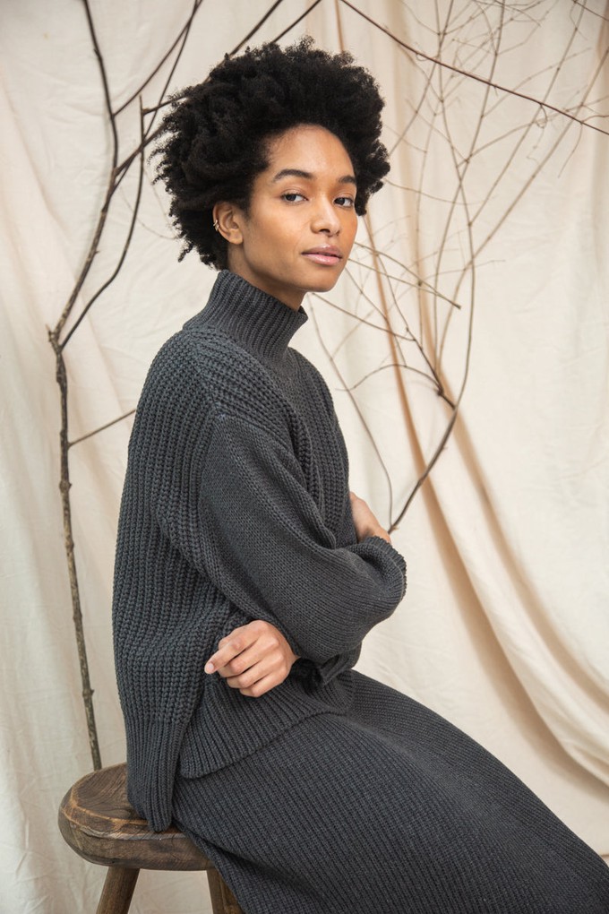 Tora Organic Cotton Knitted Jumper in Grey Marl from Beaumont Organic
