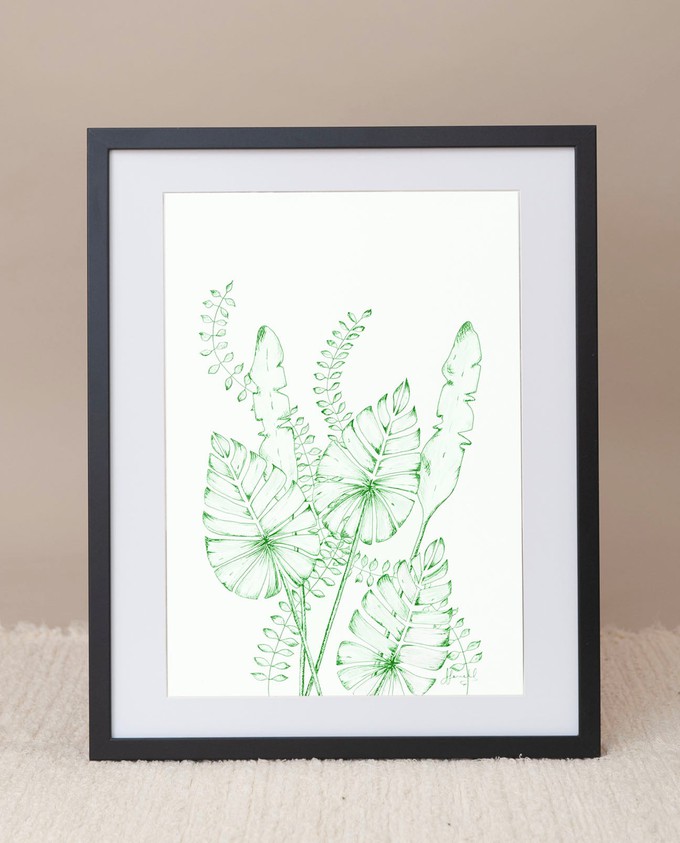 Leaf Risograph Print in Green from Beaumont Organic