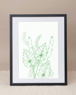 Leaf Risograph Print in Green from Beaumont Organic