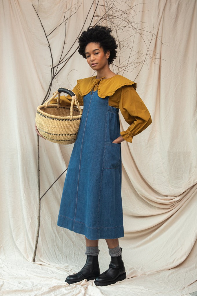 Nandina-Leigh Organic Cotton Denim Dress in Mid Blue from Beaumont Organic