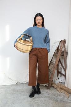 Leo Recycled Wool Knitted Jumper in Sky Blue Marl via Beaumont Organic