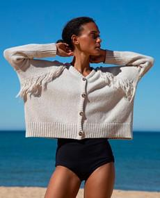 Fleur Recycled Cotton Cardigan In Off-White via Beaumont Organic