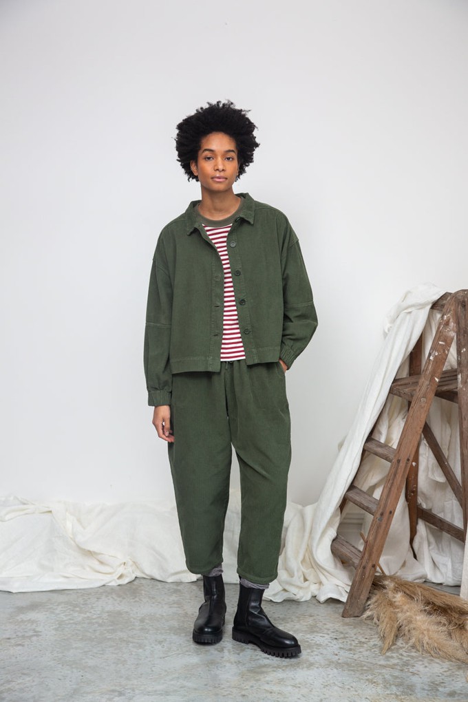 Tierra Organic Cotton Corduroy Overshirt in Khaki from Beaumont Organic