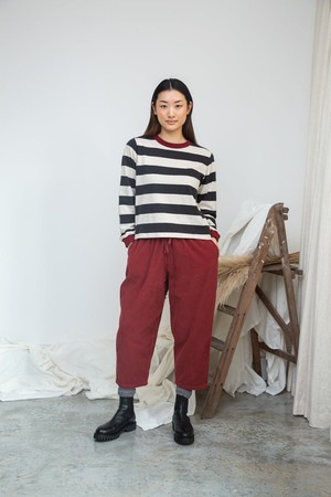 Sierra-Sue Organic Cotton Stripe Jersey Top in Charcoal & Ecru Marl Stripe from Beaumont Organic