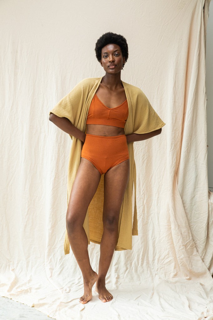 Yoka Bamboo & Organic Cotton Blend High Waist Briefs in Terracotta from Beaumont Organic