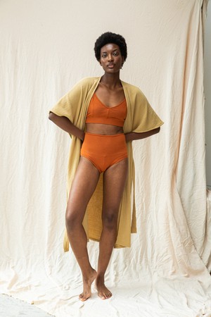 Yoka Bamboo & Organic Cotton Blend High Waist Briefs in Terracotta from Beaumont Organic