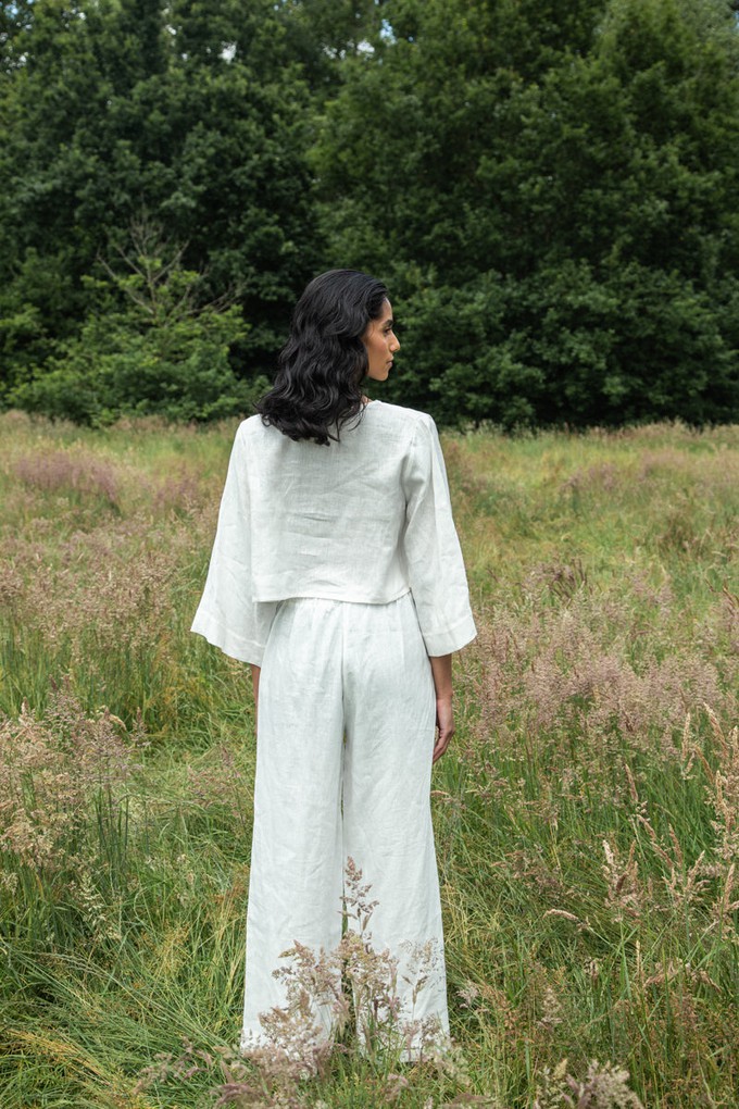 Kaz-May Linen Top in Snow White from Beaumont Organic