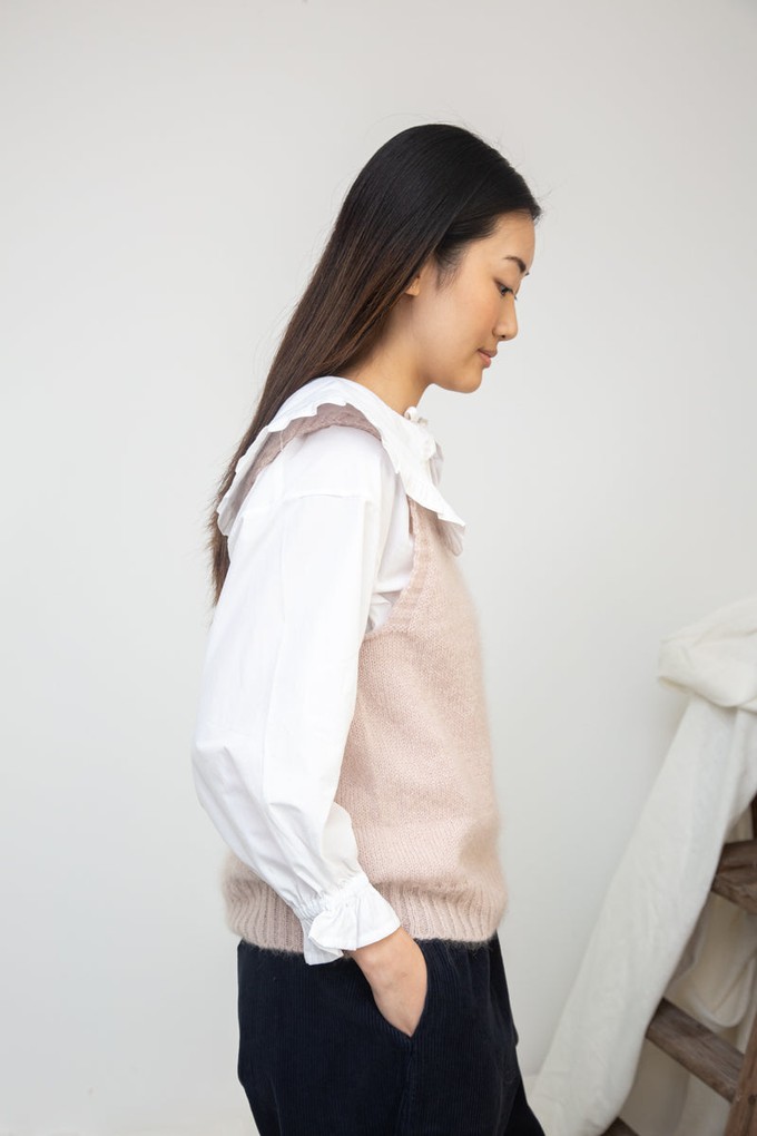 Arosa Mohair Knitted Vest in Shell Pink by HANNAH BEAUMONT from Beaumont Organic