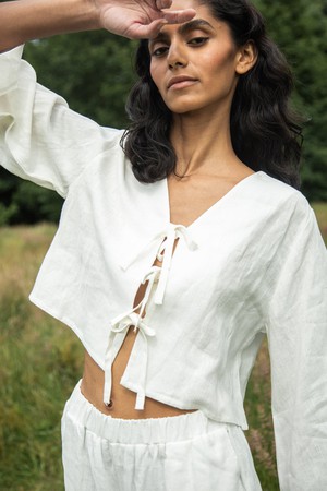 Kaz-May Linen Top in Snow White from Beaumont Organic