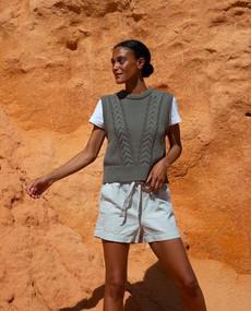 Honor-May Cotton Linen Short In Stone via Beaumont Organic