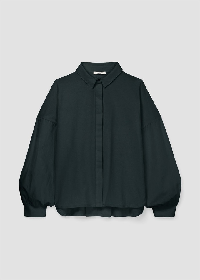 Konara Organic Cotton Jersey and Poplin Shirt in Black from Beaumont Organic