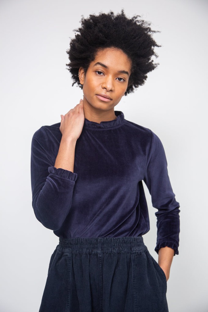 Pearl-Jane Organic Cotton Velour Top in Night Sky Navy from Beaumont Organic