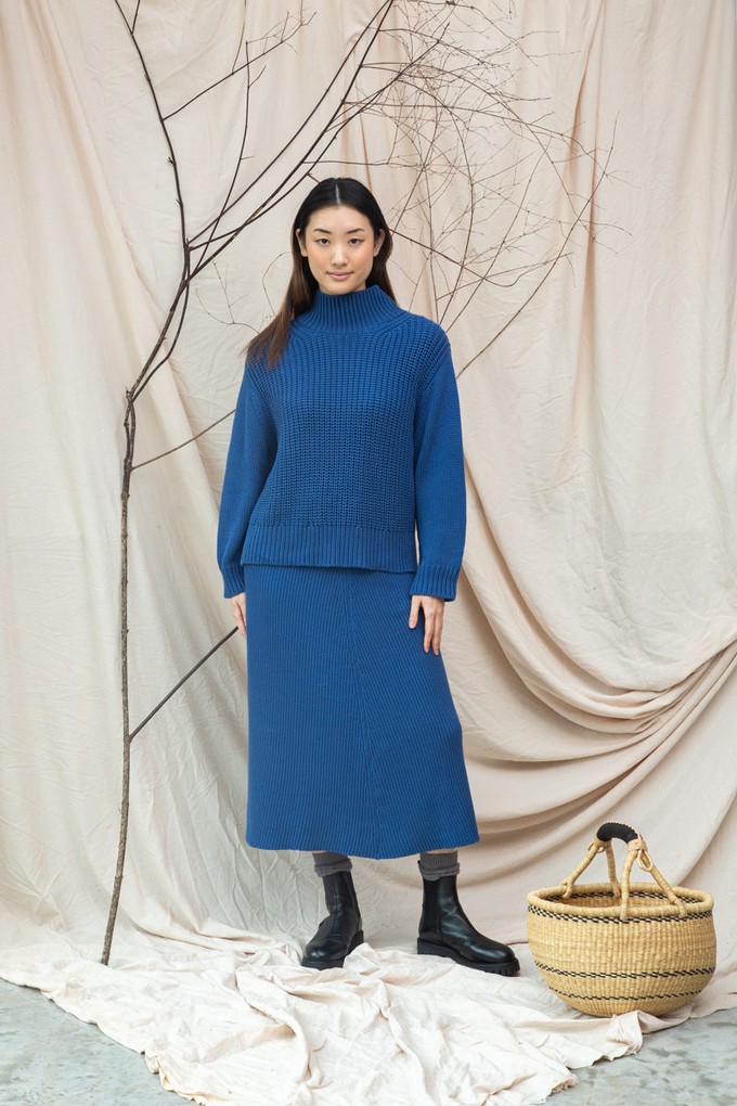 Tora Organic Cotton Knitted Jumper in Ink Blue from Beaumont Organic