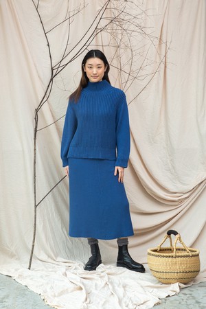 Tora Organic Cotton Knitted Jumper in Ink Blue from Beaumont Organic
