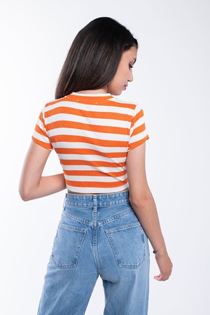 Ribbed Striped Crop T-Shirt from Bee & Alpaca