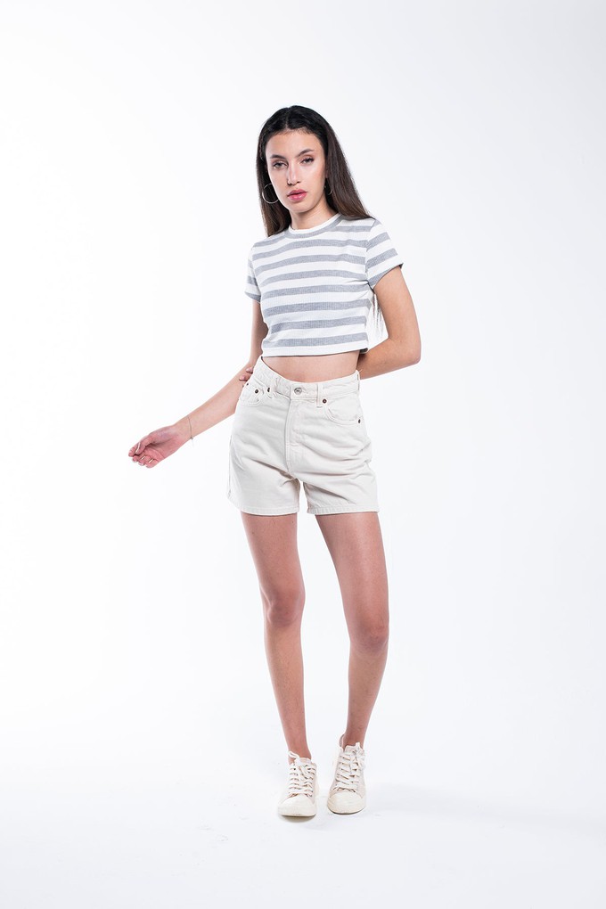 Ribbed Striped Crop T-Shirt from Bee & Alpaca