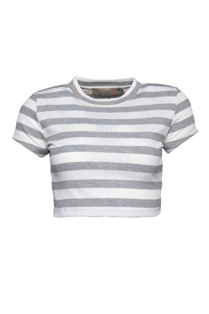 Ribbed Striped Crop T-Shirt from Bee & Alpaca