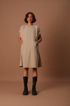 Clara Dress Beige via Bhoomi