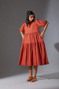Sina Dress Rust via Bhoomi