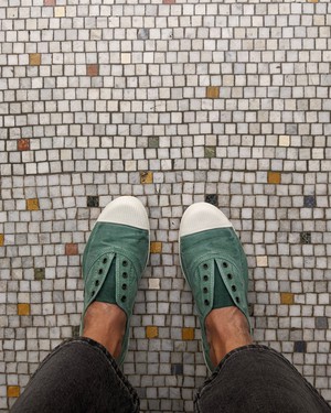 Lola Green Cotton Plimsolls from BIBICO