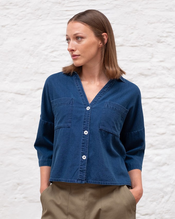 Ava Oversized Cropped Denim Blouse from BIBICO